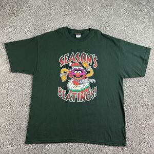 The Muppets Animal Shirt Mens XL Green Red Seasons Beatings Short Sleeve